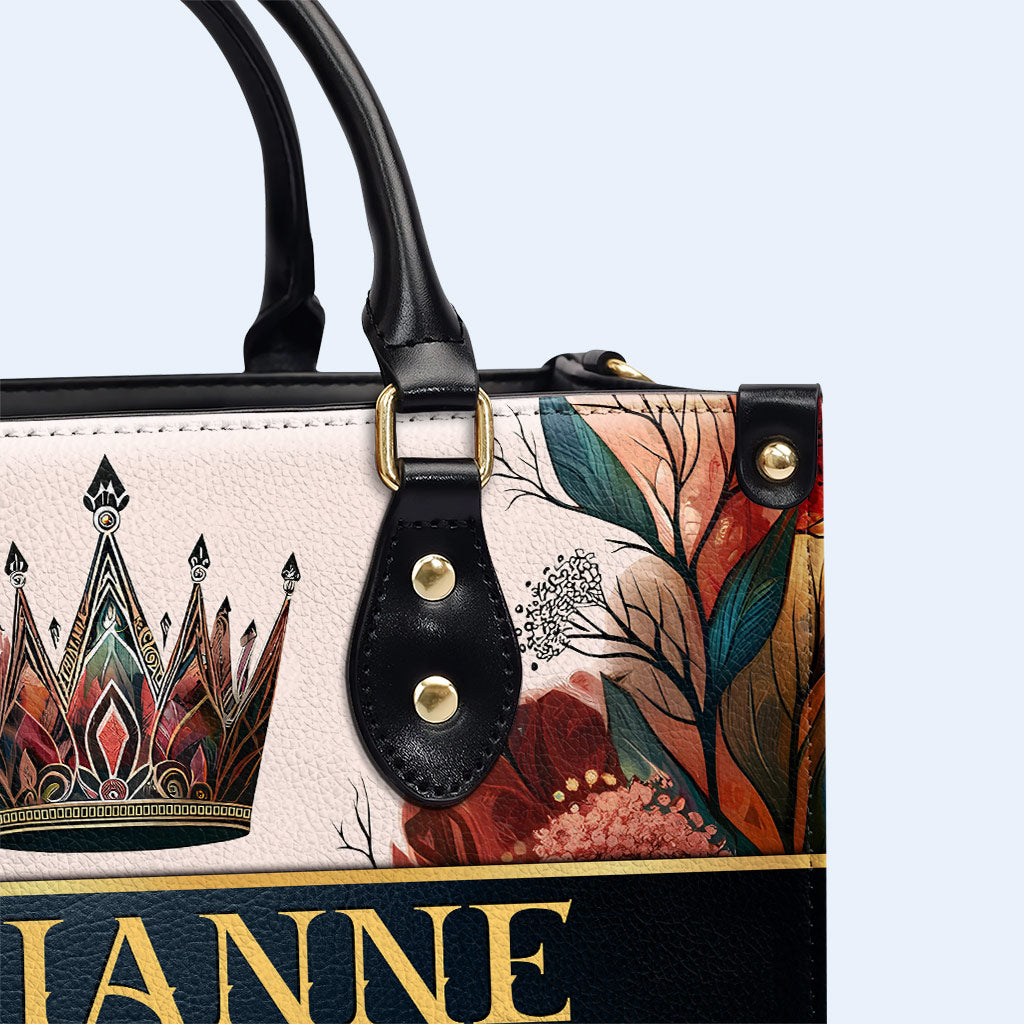 Queen Flowers - Personalized Custom Leather Handbag - queen02flowers