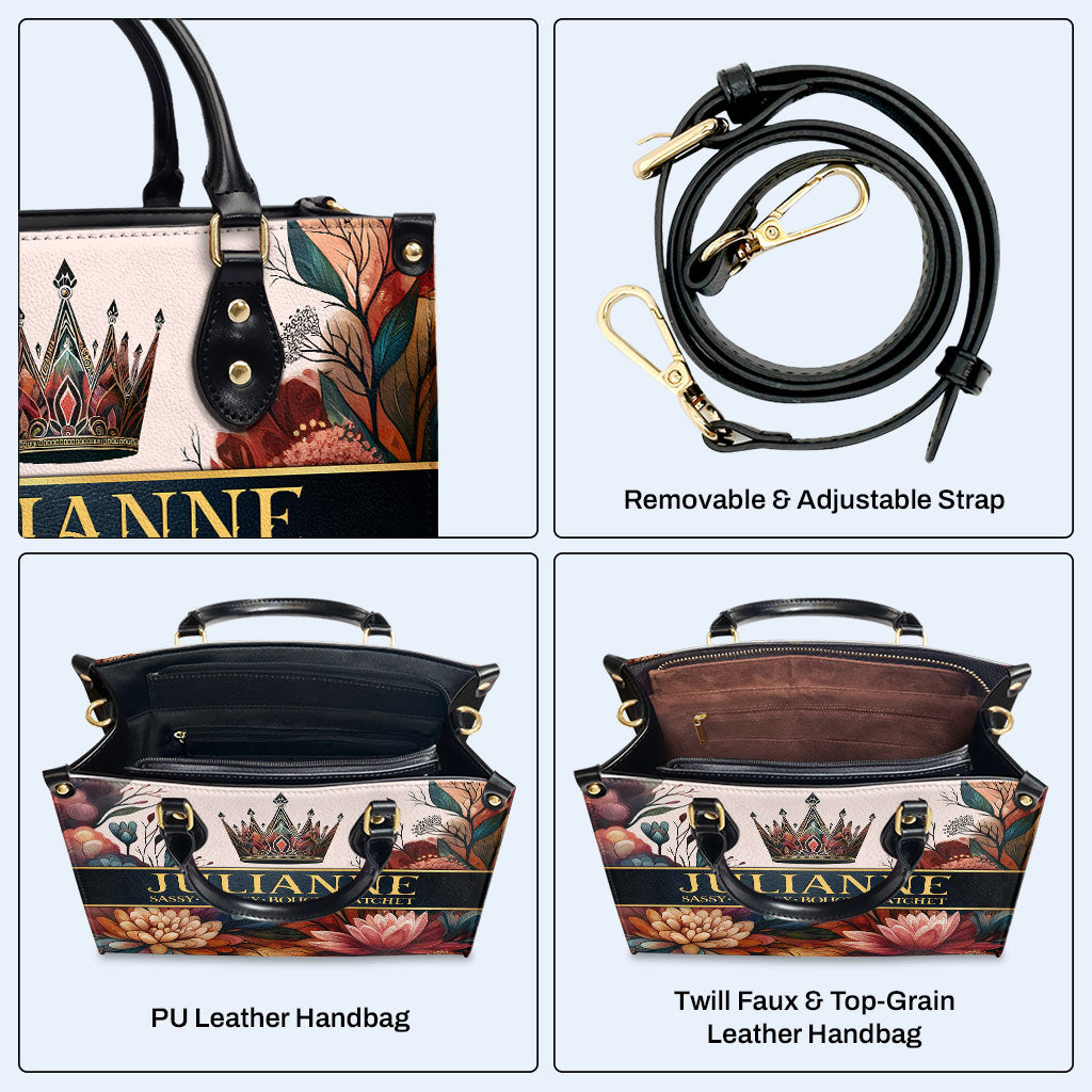 Queen Flowers - Personalized Custom Leather Handbag - queen02flowers