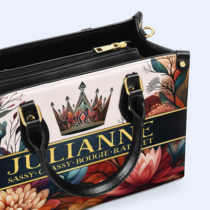 Queen Flowers - Personalized Custom Leather Handbag - queen02flowers