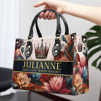 Queen Flowers - Personalized Custom Leather Handbag - queen02flowers