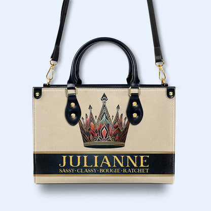 Queen Beige - Personalized Custom Leather Handbag - queen02beige