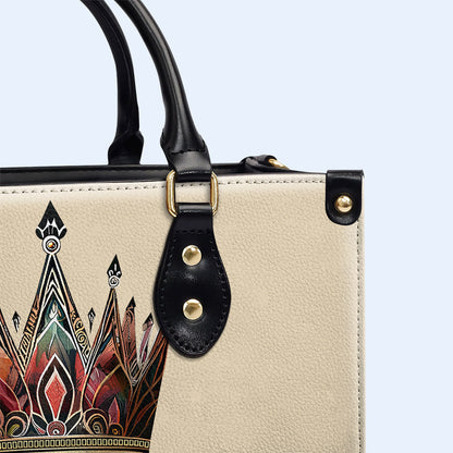 Queen Beige - Personalized Custom Leather Handbag - queen02beige