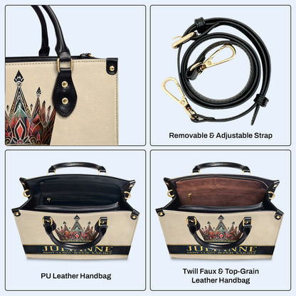 Queen Beige - Personalized Custom Leather Handbag - queen02beige