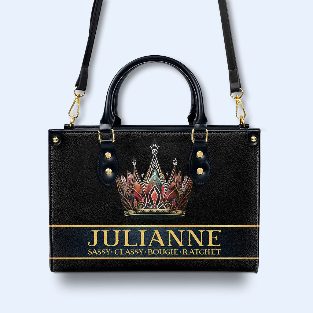 Queen Black - Bolso de mano de cuero personalizado - queen02black