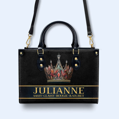 Queen Black - Bolso de mano de cuero personalizado - queen02black