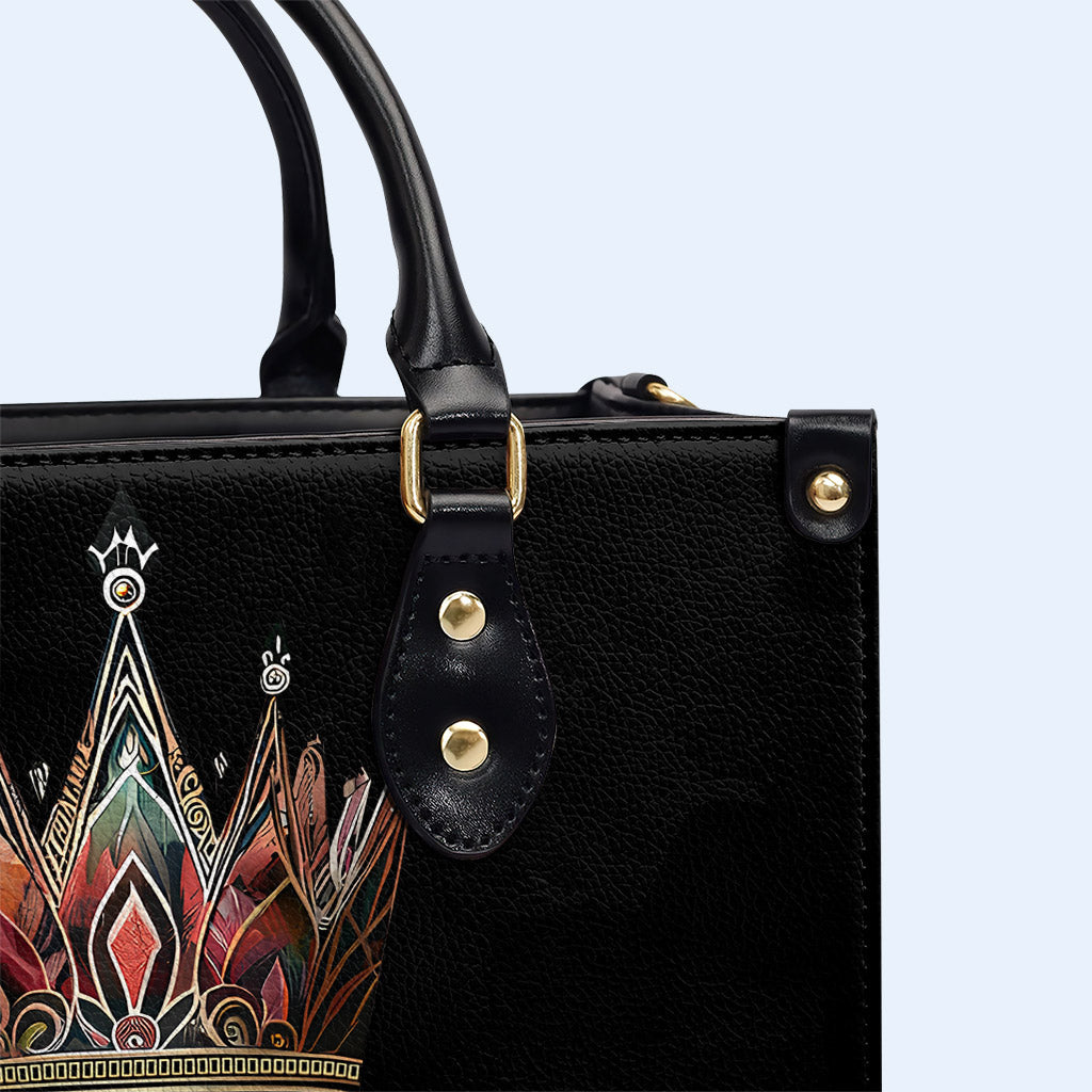 Queen Black - Bolso de mano de cuero personalizado - queen02black