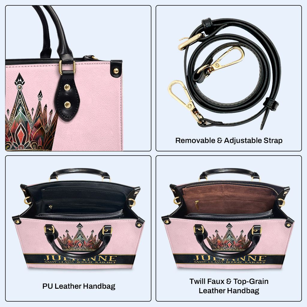 Queen Pink - Personalized Custom Leather Handbag - queen02pink