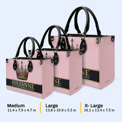 Queen Pink - Personalized Custom Leather Handbag - queen02pink