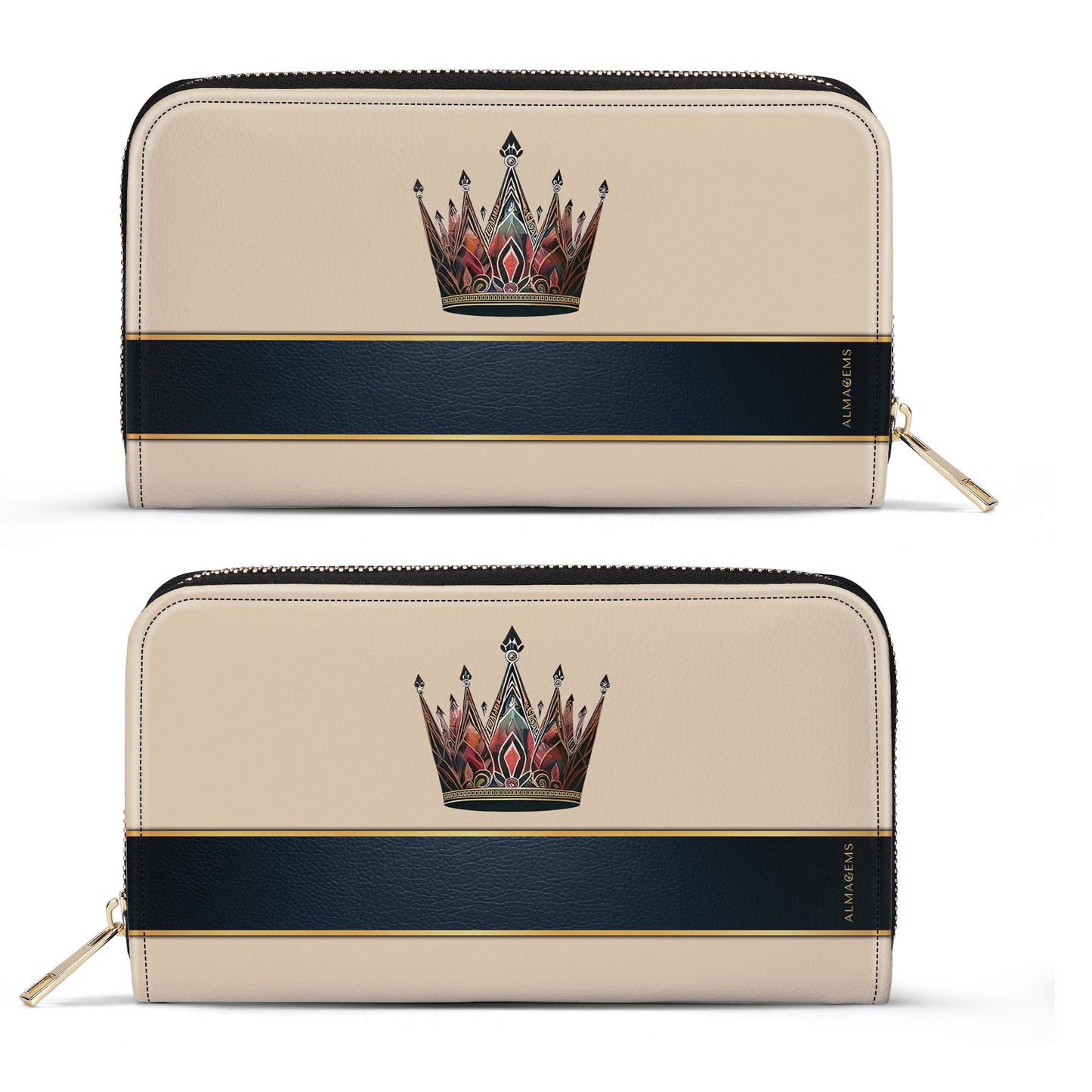 Queen Beige - Women Leather Wallet - queen02beigeWL