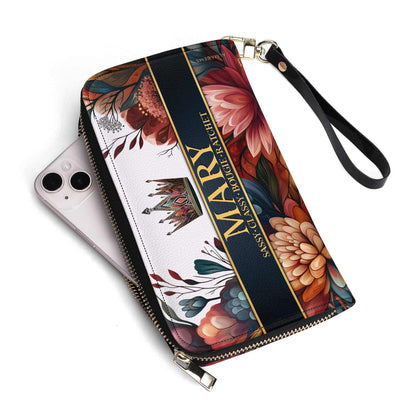Queen Flowers - Women Leather Wallet - queen02flowersWL