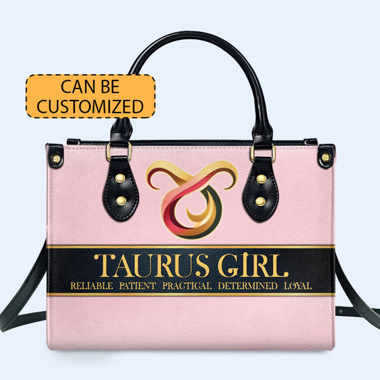 Reina del Zodíaco Rosa - Bolso de mano de cuero personalizado - queen05pink