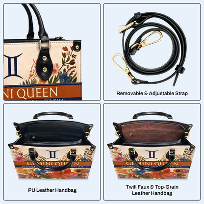 Flores de la reina del zodíaco: bolso de mano de cuero personalizado - queen06flowers