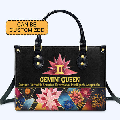 Zodiac Queen Black 08 - Bolso de mano de cuero personalizado - queen08black
