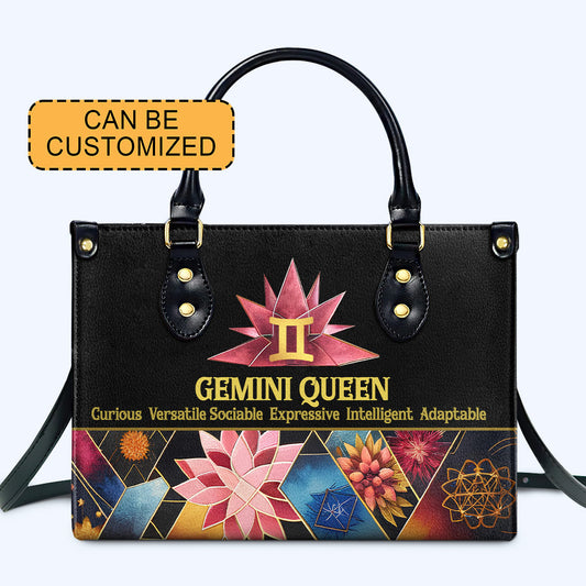 Zodiac Queen Black 08 - Bolso de mano de cuero personalizado - queen08black