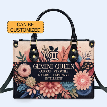 Reina del Zodíaco Flores 10 - Bolso de mano de cuero personalizado - queen10flowers