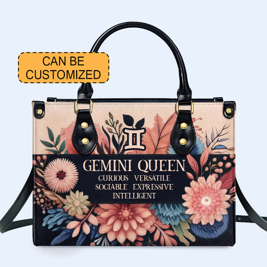 Reina del Zodíaco Flores 10 - Bolso de mano de cuero personalizado - queen10flowers