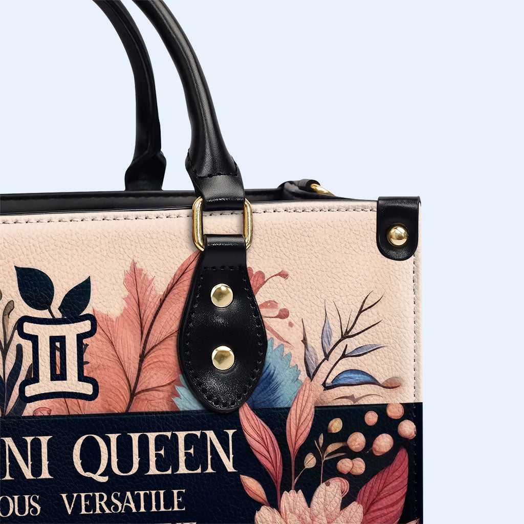 Reina del Zodíaco Flores 10 - Bolso de mano de cuero personalizado - queen10flowers