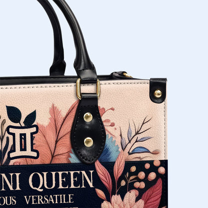 Reina del Zodíaco Flores 10 - Bolso de mano de cuero personalizado - queen10flowers