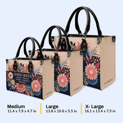Reina del Zodíaco Flores 10 - Bolso de mano de cuero personalizado - queen10flowers